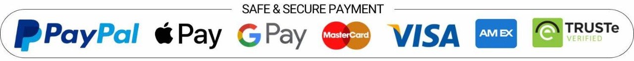 Secure Payment Methods - Visa, Mastercard, PayPal, Apple Pay, Google Pay