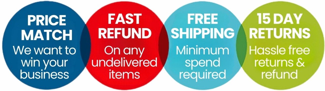 Price Match, Fast Refund, Free Shipping, 15 Day Returns